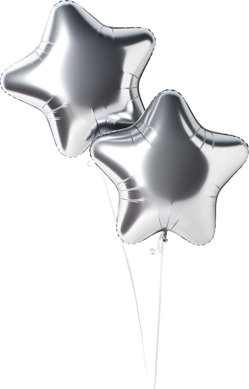 Silver star balloon for party and celebration