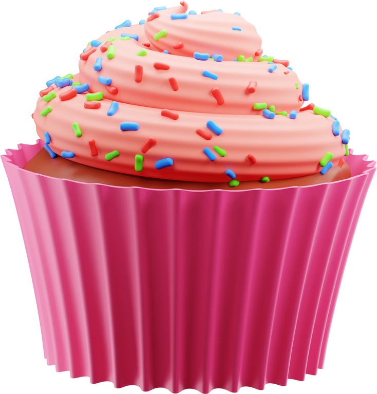 3D Cupcake Illustration