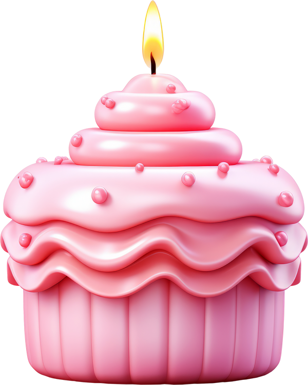3D Birthday cake , Cute pink birthday cake on transparent background