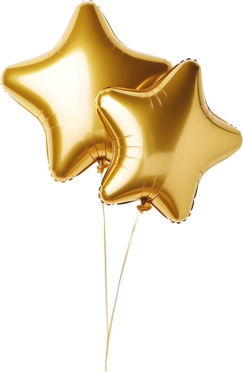 Gold star balloon for party and celebration